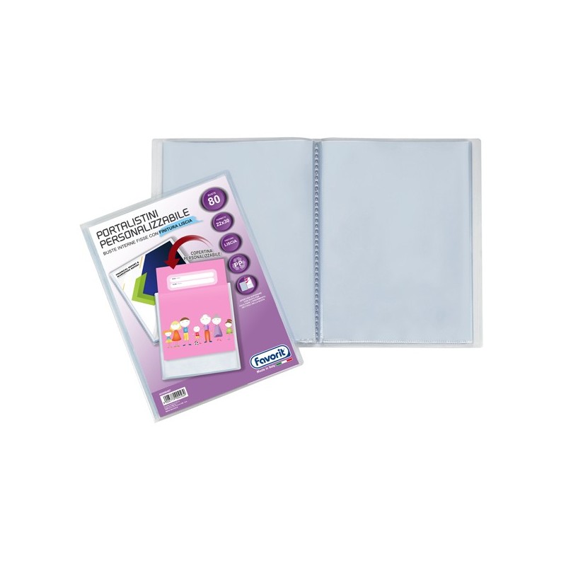 Portalistini personalizzabile Premium liscio 22x30 cm 80 buste trasparente Favorit
