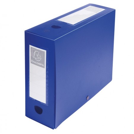 Scatola per archivio box con bottone 25x33 cm dorso 10 cm blu Exacompta