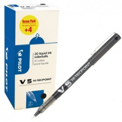 Roller Hi Tecpoint V5 con cappuccio punta 0,5mm nero Pilot conf. 16 + 4 pezzi