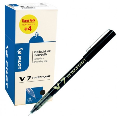Roller con cappuccio Hi Tecpoint V7 punta 0,7mm nero Pilot conf. 16 + 4 pezzi