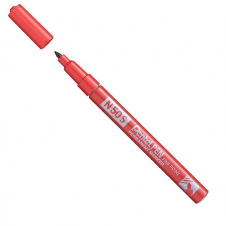 Marcatore permanente N50S punta tonda rosso Pentel