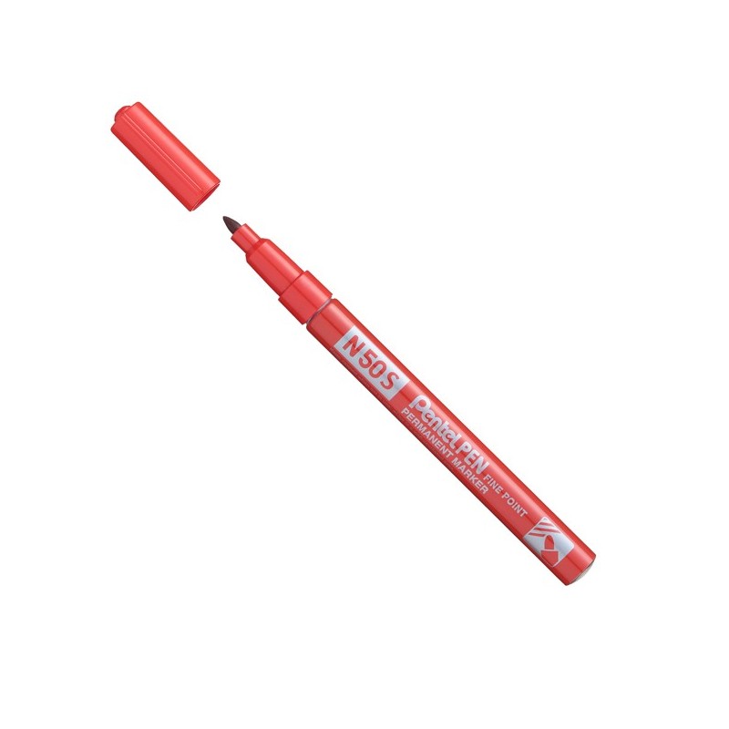 Marcatore permanente N50S punta tonda rosso Pentel