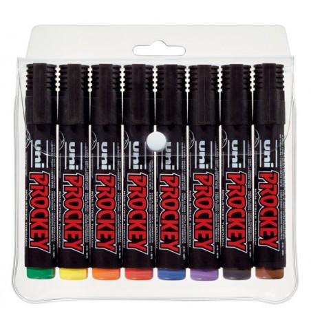 Marcatori Uni Prockey M122 punta conica 1,20 1,80 mm colori assortiti Uni Mitsubishi astuccio 8 pezzi