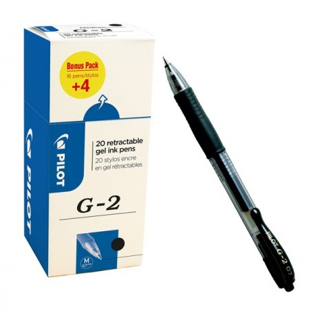 Roller gel a scatto G 2 punta 0,7mm nero Pilot conf. 16 + 4 pezzi