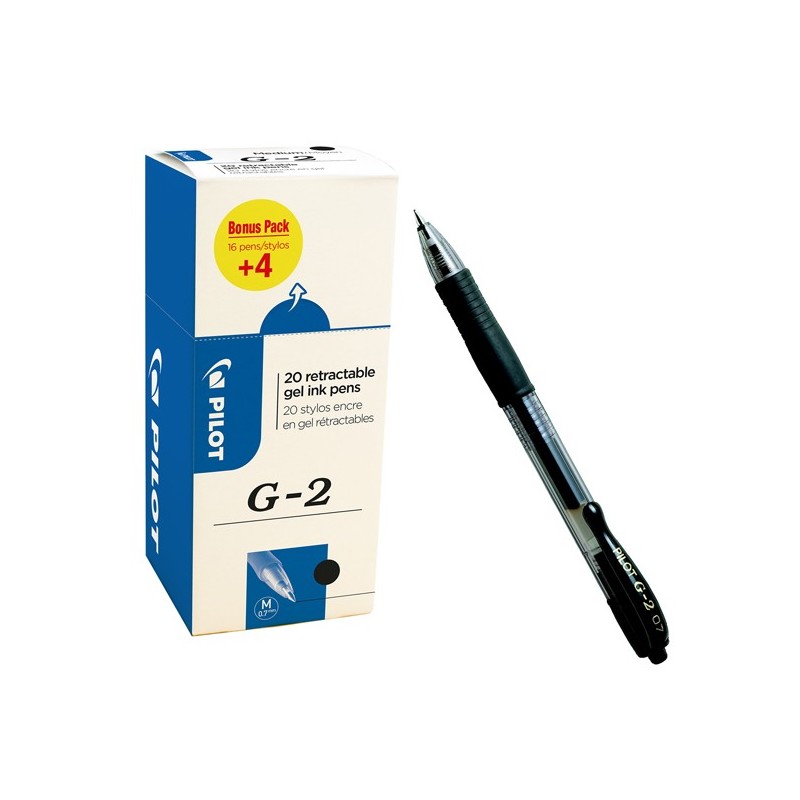 Roller gel a scatto G 2 punta 0,7mm nero Pilot conf. 16 + 4 pezzi