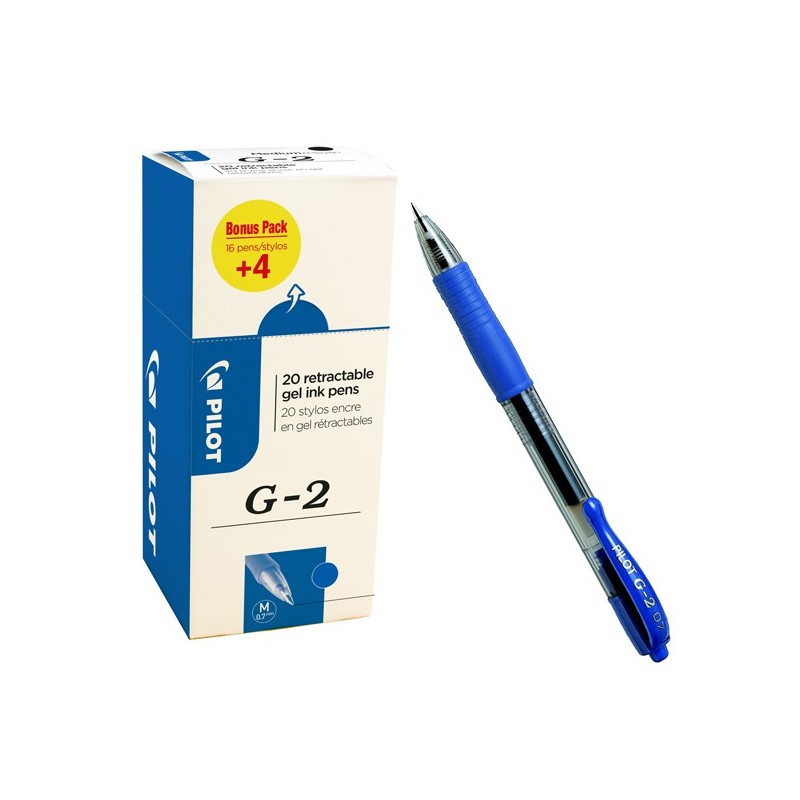Roller gel a scatto G 2 punta 0,7mm blu Pilot conf. 16 + 4 pezzi
