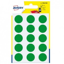 Etichette adesive tonde PSA in carta permanenti diametro 19 mm 15 et/fg 6 fogli verde Avery
