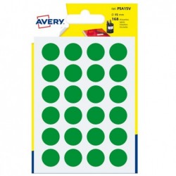Etichette adesive tonde PSA in carta permanenti diametro 15 mm 24 et/fg 7 fogli verde Avery