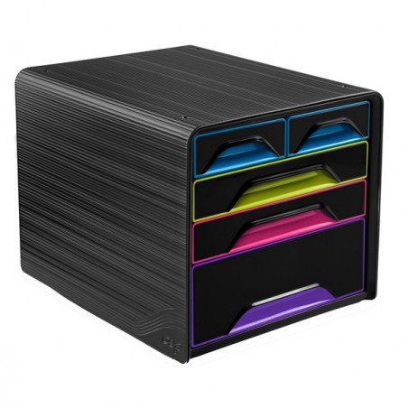 Cassettiera Smoove 36 x 28,8 x 27 cm 5 cassetti misti nero/multicolore Cep