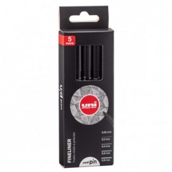 Astuccio Pin fineliner nero Uni Mitsubishi conf. 5 pezzi
