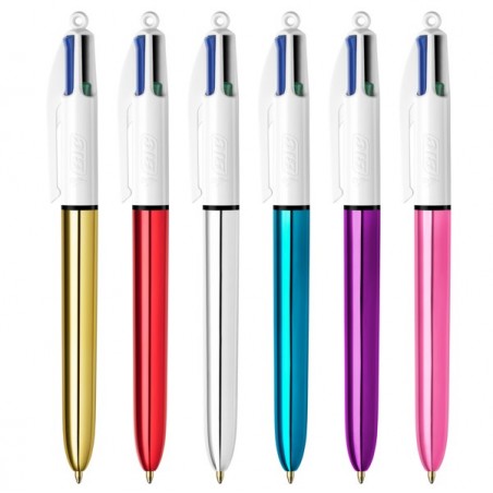 Penna sfera scatto multifunzione 4 Colours Shine punta 1,0 mm fusto colori assortiti Bic scatola 12 pezzi