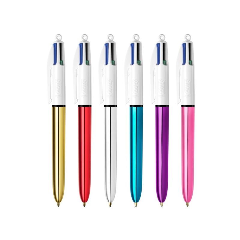 Penna sfera scatto multifunzione 4 Colours Shine punta 1,0 mm fusto colori assortiti Bic scatola 12 pezzi
