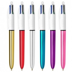Penna sfera scatto multifunzione 4 Colours Shine punta 1,0 mm fusto colori assortiti Bic scatola 12 pezzi