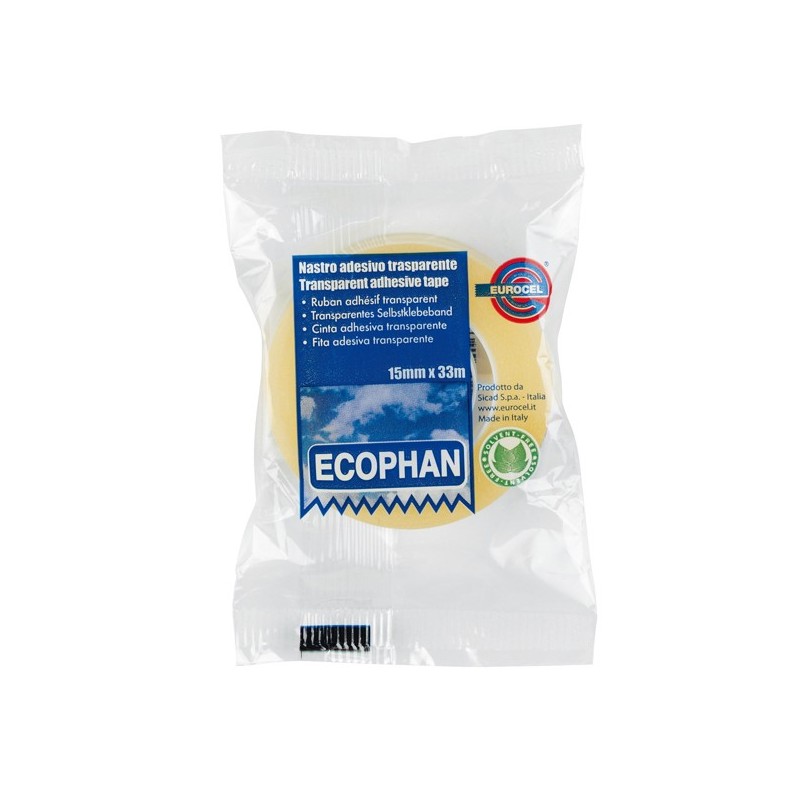 Nastro adesivo Ecophan in caramella 1,5 cm x 33 m trasparente Eurocel