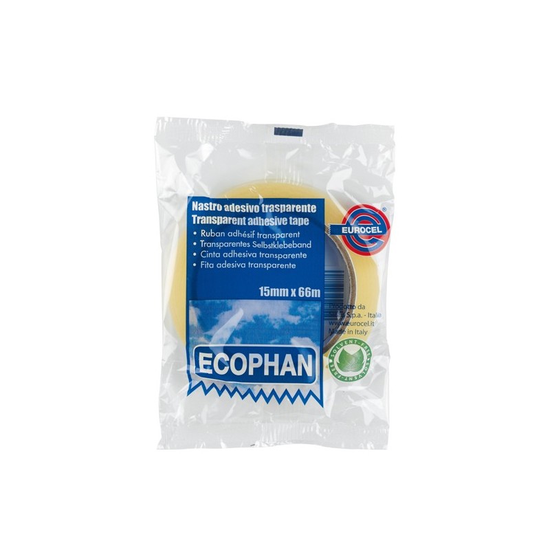 Nastro adesivo Ecophan in caramella 1,9 cm x 66 m trasparente Eurocel