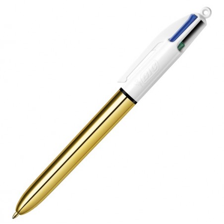 Penna sfera scatto multifunzione 4 Colors Shine punta 1,0 mm fusto oro Bic – conf. 12 pezzi