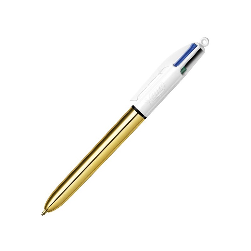 Penna sfera scatto multifunzione 4 Colors Shine punta 1,0 mm fusto oro Bic – conf. 12 pezzi