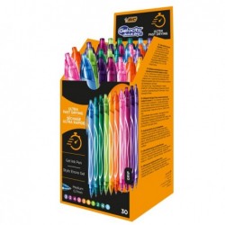 Penna gel scatto Geolocity Quick Dry punta 0,7 mm 10 colori assortiti Bic box 30 pezzi