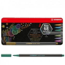 Pennarelli Pen 68 colori assortiti metallic Stabilo scatola in metallo 8 pezzi