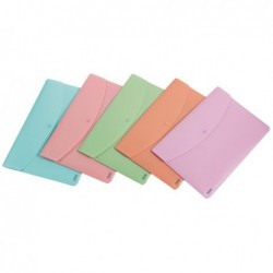 Buste con bottone Pastel A4 colori assortiti PP Favorit conf. 5 pezzi