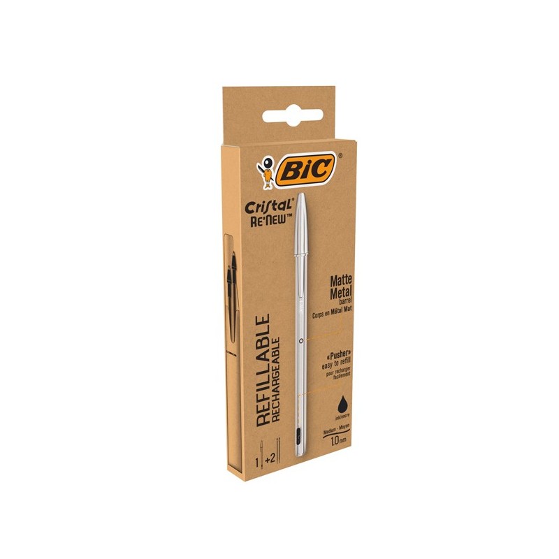 Penna sfera Cristal® Re'New con cappuccio 1 mm nero Bic®