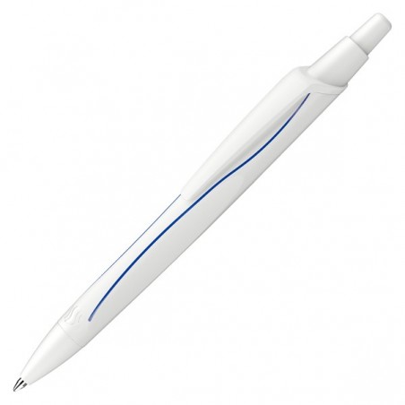 Penna a sfera a scatto Reco punta media fusto bianco / inchiostro blu Schneider