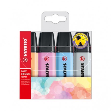 Evidenziatore Stabilo Boss Pastel colori assortiti tratto 2 5 mm Stabilo astuccio 4 pezzi