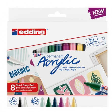 Marcatore permanente acrilico Start Easy Set Nordic colori assortiti Edding conf. 8 pezzi