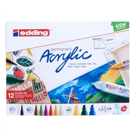 Marcatore permanente acrilico Creative Set colori assortiti Edding conf. 12 pezzi