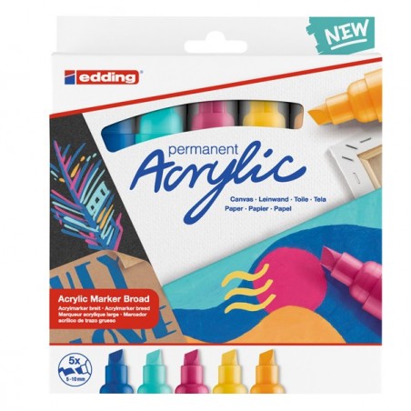 Marcatore permanente acrilico Broad Abstract colori assortiti Edding conf. 5 pezzi
