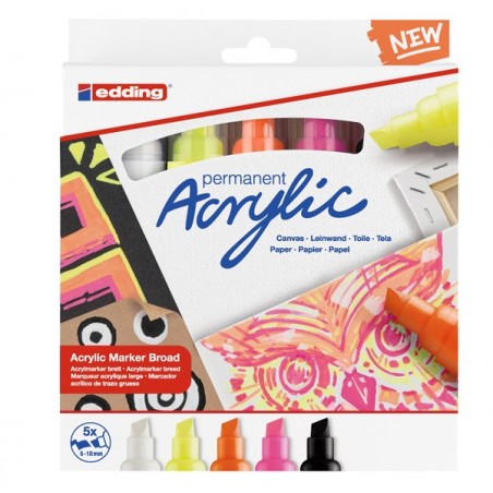 Marcatore permanente acrilico 5000 Broad Neon colori assortiti Edding conf. 5 pezzi