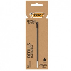 Refill sfera Cristal® Re'New punta 1 mm nero BIC® blister 3 pezzi