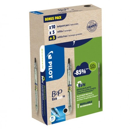 Penna a sfera scatto B2P Ecoball punta 1.0 mm 10 refill B2P inclusi nero Pilot conf. 10 pezzi