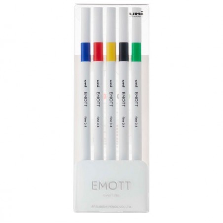 Fineliner Emott tratto 0.4 mm colori assortiti vivid Uni Mitsubishi conf. 5 pezzi
