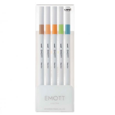 Fineliner Emott tratto 0.4 mm colori assortiti nature Uni Mitsubishi conf. 5 pezzi