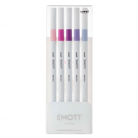 Fineliner Emott tratto 0.4 mm colori assortiti floral Uni Mitsubishi conf. 5 pezzi