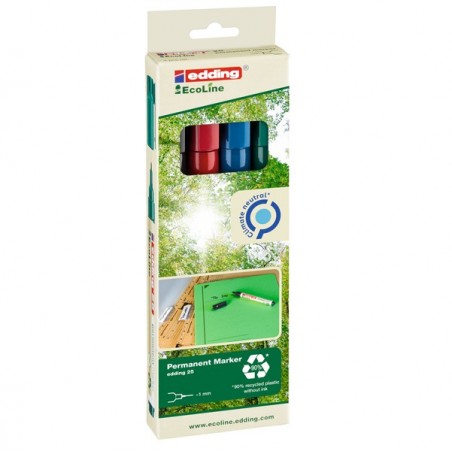 Marcatore permanente 25 Ecoline punta tonda 1.0 mm colori assortiti Edding conf. 4 pezzi