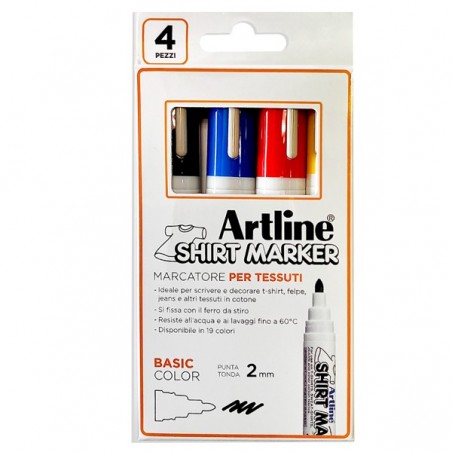 Marcatore per tessuto punta tonda 2.0 mm colori assortiti Artline conf. 4 pezzi