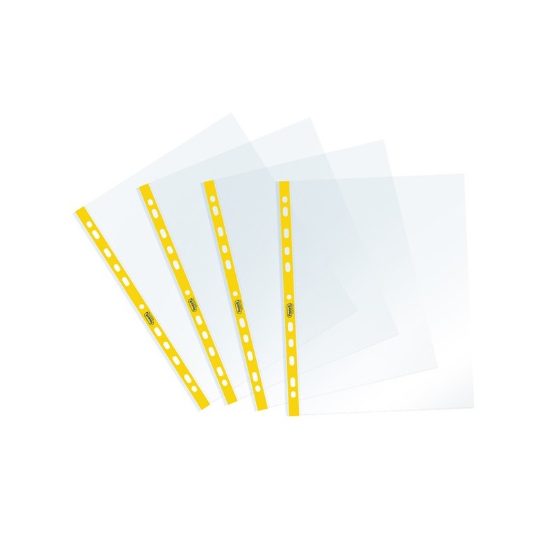 Buste forate Sprint c/ banda liscia 22 x 30 cm giallo Favorit conf. 25 pezzi