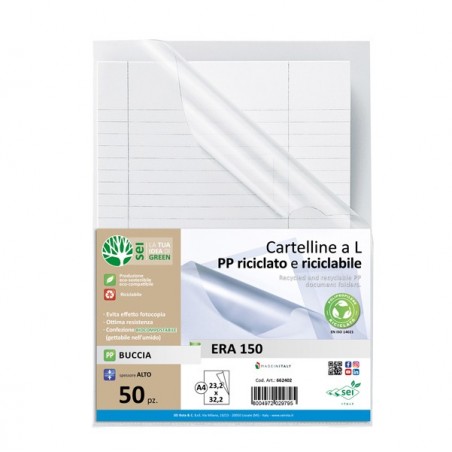 Cartellina a L Era 150 A4 PP riciclato buccia Sei rota conf. 50 pezzi