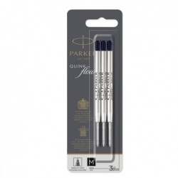 Refill sfera QuinkFlow punta media metallo nero Parker blister 3 pezzi