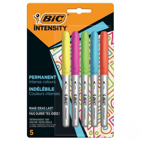 Marcatore Intensity Rainbow indelebile punta tonda colori assortiti Bic conf. 5 pezzi