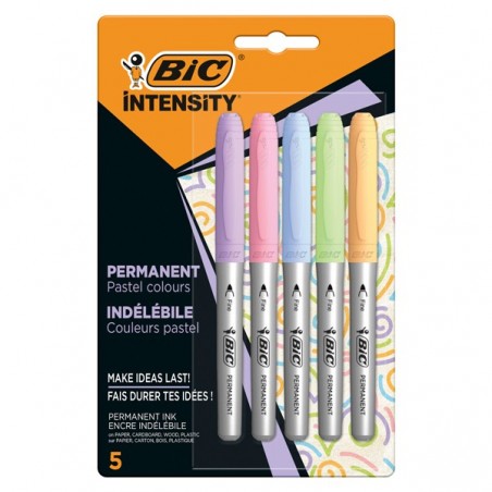 Marcatore Intensity Pastel indelebile punta tonda colori assortiti Bic conf. 5 pezzi