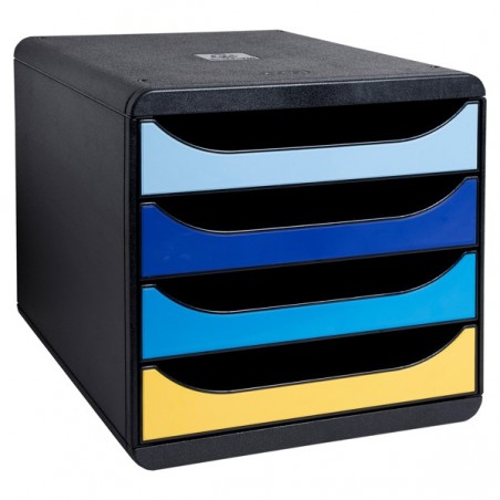 Cassettiera Big Box Bee Blue 4 cassetti A4 nero/multicolore Exacompta