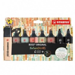 Evidenziatore Boss Original NatureColors punta a scalpello tratto 2 5 mm colori assortiti Stabilo astuccio 8 pezzi