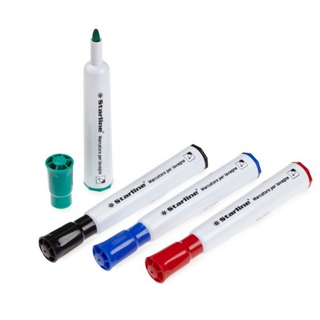 Marcatori per lavagne cancellabili Starline punta tonda 2,0mm colori assortiti Starline busta 4 pezzi