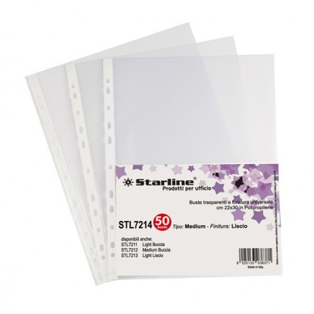Buste forate Medium liscio 22 x 30 cm trasparente Starline conf. 50 pezzi