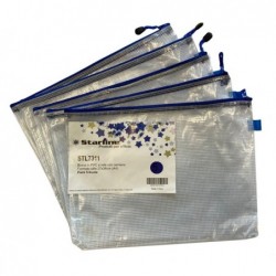 Busta a rete con cerniera blu PVC 27x36 cm trasparente Starline