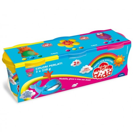 Tris barattoli da 220gr giallo/rosso/azzurro DiDò