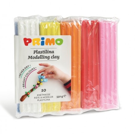Panetto plastilina 10 colori 55gr Primo